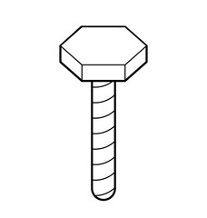 Precise Fastener: A monochrome illustration of a hexagon-headed bolt, showcasing the details of its threads, ready to connect components.