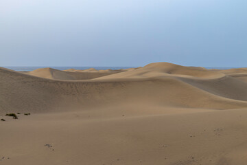 View of the dunes in Maspalomas Gran Canaria Spain - with view of the sea