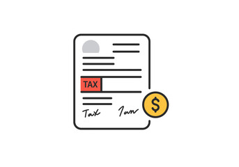 Tax Document Illustration with Signature and Dollar Sign Business Finance and Accounting Vector Graphic