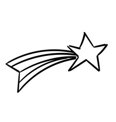 Starry Trail: A celestial doodle of a radiant star, emitting a dynamic trail, perfect for adding a touch of whimsy to your design, inviting curiosity.