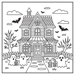 Fototapeta premium House Spooky Coloring Pages