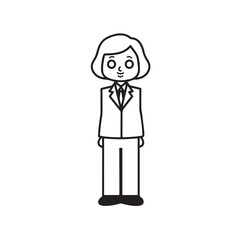 Old woman in formal clothes black and white vector illustration simple minimalist portrait design
