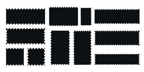 Black wavy frame doodle or vector stamp and sticker set. Hand drawn blank frames for web design. Vector illustration	
  