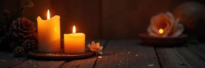 Candlelight Illuminates Dark Room, Casting Soft Shadows Cozy, Romantic Atmosphere