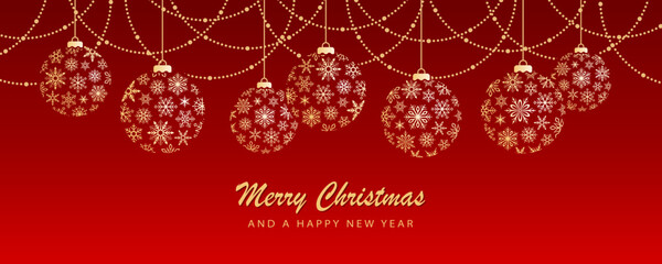 merry christmas sparkle red banner