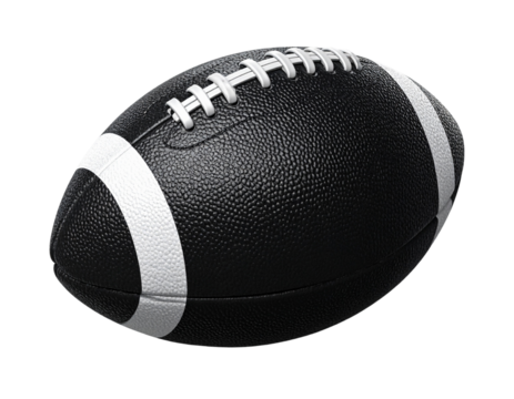 Classic Black and White Football with Realistic Texture, Side Angle, Isolated PNG