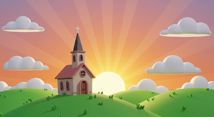 Naklejka premium Small church at sunrise