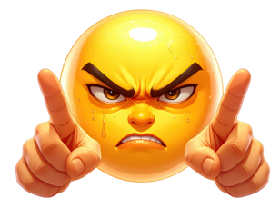 Angry emoticon with pointing fingers