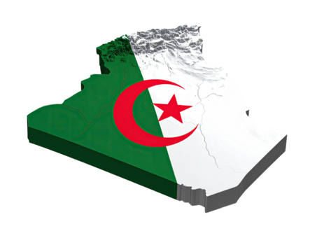 3D map of Tunisia with flag