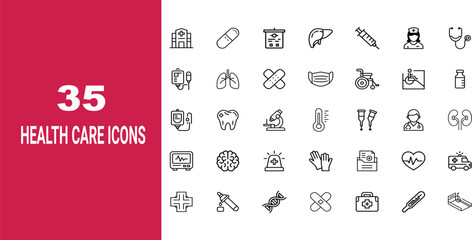 A collection of health care icons.