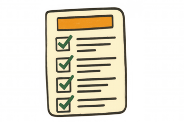 Checklist with all boxes checked, symbolizing completed tasks or goals, on a transparent background