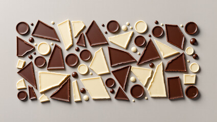 Chocolate pieces scattered beautifully across a surface