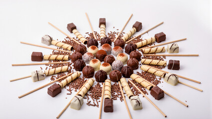 Delightful chocolate treats arranged in a beautiful circular pattern