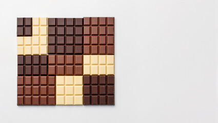 Delightful assortment of chocolate squares on a clean white surface