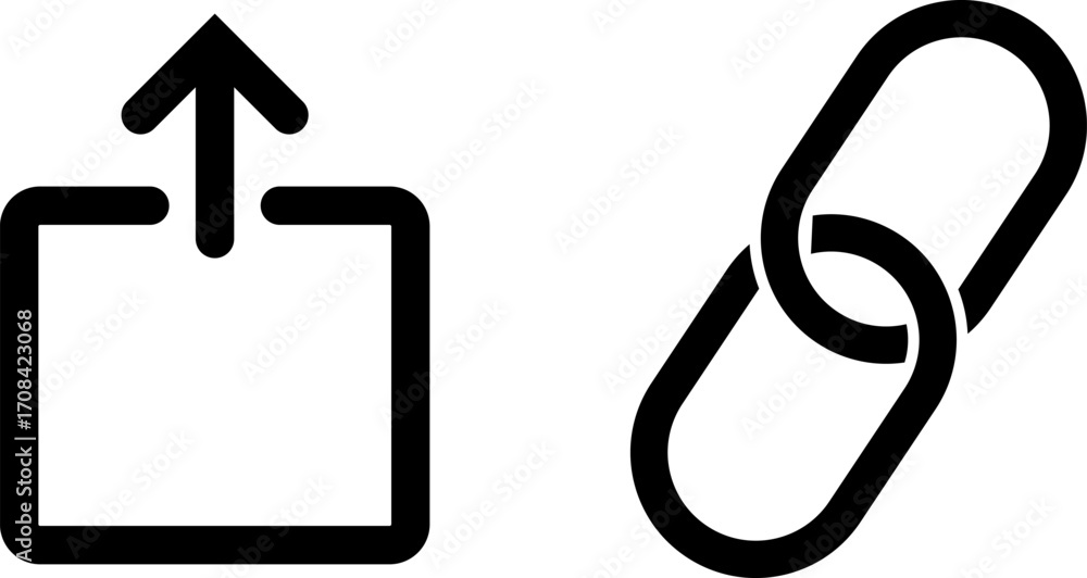 Poster upload and link icons representing sharing and connectivity