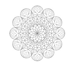 Round pattern of mandala vector illustration, abstract flower design, for adults, printable.