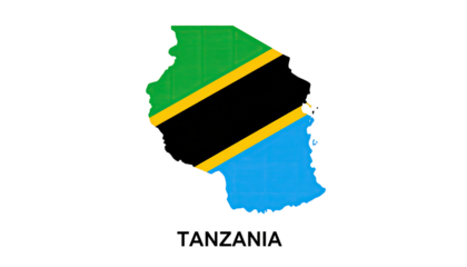 Tanzanian map silhouette with flag