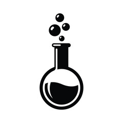 Laboratory flask with bubbles rising chemistry science experiment concept simple icon isolated on white background