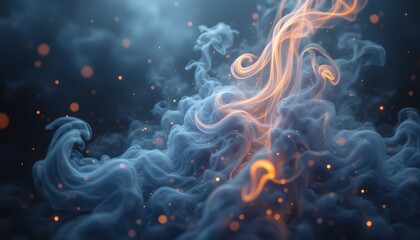 The wallpaper image features swirling patterns of smoke dancing gracefully amidst a dreamy, luminous backdrop, creating a mystical and enchanting visual journey for the viewer.