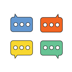 Speech bubble messages icon set in different colors. Chat box with comment.