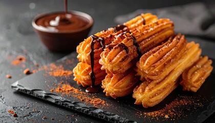 Hot churros with chocolate cream 