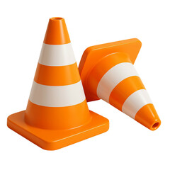  3D Fallen Safety Cone Isolated Transparent PNG