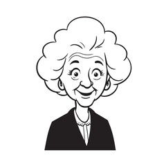 Old woman in formal clothes black and white vector illustration simple minimalist portrait design
