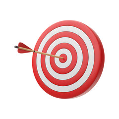 Arrow hitting the bullseye of a target. Success, achievement, goal, accuracy concept.