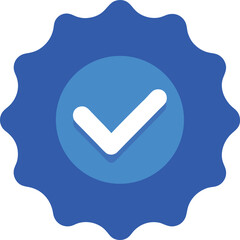 blue verified check mark badge, symbol for authenticity and trust.