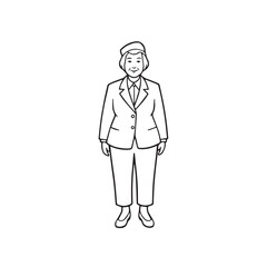 Old woman in formal clothes black and white vector illustration simple minimalist portrait design
