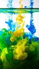 Vibrant abstract swirls of colored ink in water