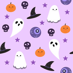 Cute Halloween seamless pattern for fabric, wallpaper, wrapping paper print and template background