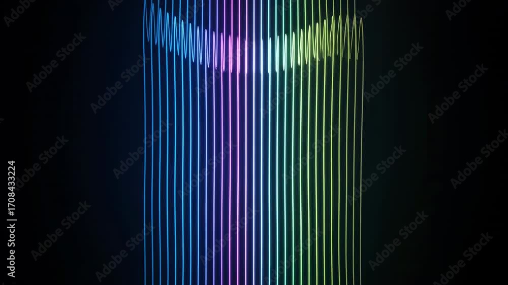 Wall mural a neon vertical grid pulsates with vibrant energy, creating a futuristic and dynamic seamlessly loop