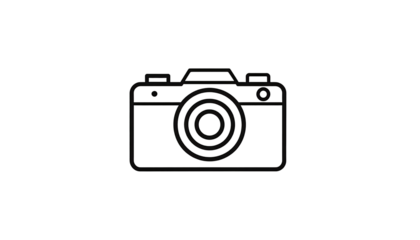 Simple camera icon on a black background