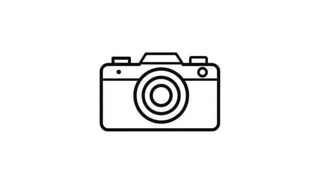 Simple camera icon on a black background