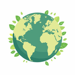 Earth surrounded by green leaves clean earth concept environment friendly sustainable lifestyle