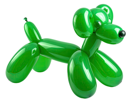 Green balloon dog, stylized