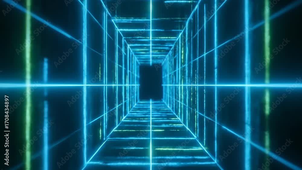 Wall mural a neon vertical grid pulsates with vibrant energy, creating a futuristic and dynamic seamlessly loop
