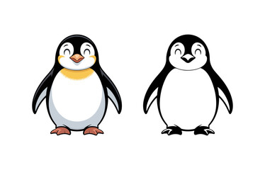 Naklejka premium Set of Cartoon Penguins