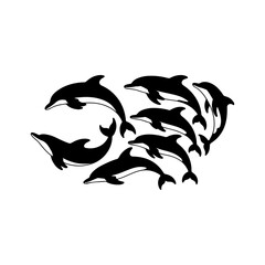 Naklejka premium Dolphin Group Vector Art