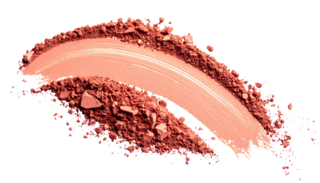 A swath of peach-toned blush powder