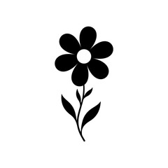 Obraz premium Simple black daisy flower silhouette vector flat illustration design.