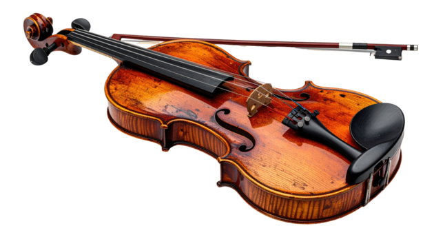 Violin on black background