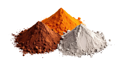 Three piles of colored powders (1)