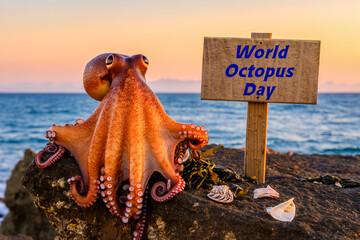 World Octopus Day Vector Poster