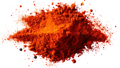 Vibrant orange spice powder in a scattered heap