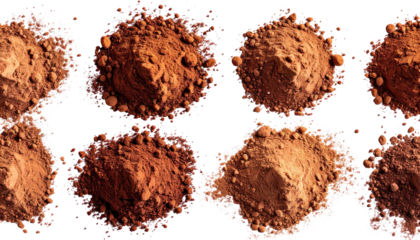 Cocoa powder mounds in a repeating pattern