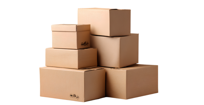 PNG five cardboard boxes stacked on top of each other, with a transparent - Powered by Adobe
