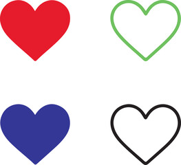 Heart symbol icons set,black heart icons,love icons,solid silhouette,line art outline,filled minimal style,thin stroke outline,isolated vector design for social media and engagement themes