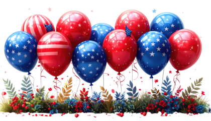 Patriotic balloons in a festive arrangement